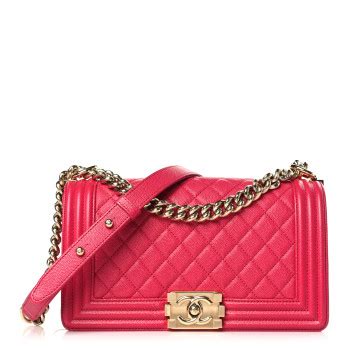 chanel caviar quilted medium boy flap fuchsia